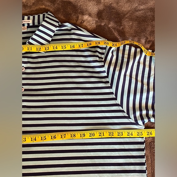 Peter Millar Polo Shirt Men's Size XL Blue/Black Stripe Golf Golfer - Picture 6 of 9